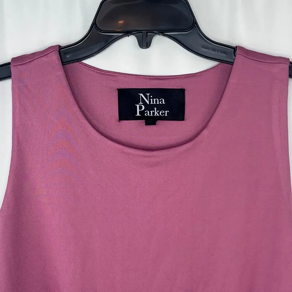 Nina Parker Size 1X Crew Neck Pink Cropped Tank Top